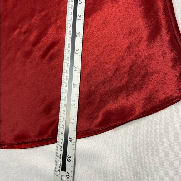 Vintage Red Satin Slip Dress Appliquéd Daisy Trim Midi 1 Tiny Flaw Size Small - Picture 7 of 14